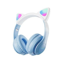 Kulak Üstü Bluetooh Kulaklık Rgb Işıklı Katlanabilir Aux Kablolu Stero Oyun Ve Müzik Kulaklığı Mavi - 605390252