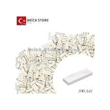 Yedek Parçalar, 100 Adet 1x3 Tile Düz Fayans Parçası, Beyaz White , 63864