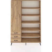 Arges Dolap 9 Raflı 3 Çekmeceli 3 Kapaklı 132x30x195 Çam-çam/çam Çam