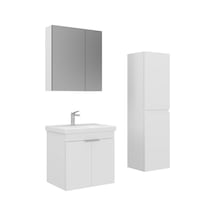 Orka Desna 60 Cm Mat Beyaz Banyo Dolabı Takımı Ve Boy Dolabı Beyaz