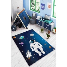 Lacivert Kaymaz Tabanlı Uzay Astronotlu Çocuk Halısı Ar172n11