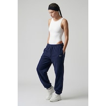 Woneagle Kadın Lacivert Oversize Rahat Kesim Yüksek Bel Lastikli Paça Jogger Eşofman Altı Lacivert Lacivert