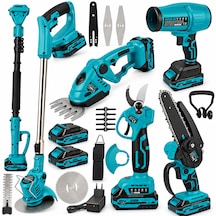 Assur Asr1385 21v Şarjlı Çok Fonksiyonlu Bahçe Seti Mini Zincirli Testere, Budama Makası, Çim Biçme, Çit Kesme, Hava Üfleme, Teleskopik Uzatma, 3 Akülü