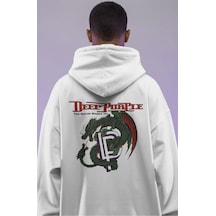 Sevbano Deep Purple Rock Metal Müzik Grubu Sırt Baskılı Unisex Oversize P beyaz