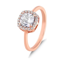 Kuyumcudukkani Beyaz Kare Kesim Taşlı "tektaş"yüzük-10438-r-w Rose Gold