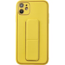 Apple İphone Uyumlu 12 Kılıf Coco Deri Standlı Kapak - Sarı Çok Renkli