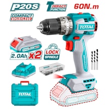 Total Tıdlı 20602 Akülü Kömürsüz Darbeli Matkap Vidalama 20v 2,0a