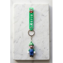 Super Mario Luigi Figürlü Silikon Anahtarlık Mavi