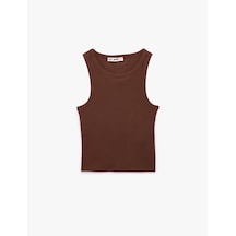 Koton Slim Fit Bisiklet Yaka Fitilli Kolsuz Atlet Kahverengi 6sal30051ık Kahve
