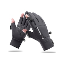 Yunboo Kışlık Yumuşak Kadife Fodlu, Rüzgar Ve Su Geçirmez, Dokunmatik Ekran Uyumlu Motosiklet/bisiklet Eldiveni Gri Xl 1 Çift