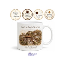 Safranbolu Temalı Karabük Baskılı Kupa Bardak Hediye Porselen Mug Beyaz / Çok Renkli