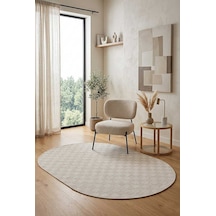 Kaymaz Yıkanabilir Doğal Dokulu Krem Dekoratif Sisal Oval Halı Siesta 1506 Kemik-krem