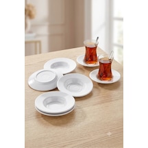 12 Adet Kırılmaz Melamin Çay Tabağı Çay Tabak 11 Cm - Beyaz Beyaz