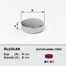 100 Adet Çap 5Mm X Kalınlık 2Mm Silindir Güçlü Neodyum Mıknatıs N11.2448