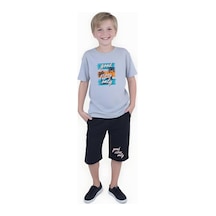 Fyk Kids Erkek Çocuk Yazlık Good Vibes Only Baskılı Alt-üst Takım Gri