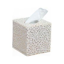 Doku Kutusu Tutucu Kılıf Kapağı Ev Ofis Otel İçin Kare Oyma Desen Dekorasyonu Doku Kutuları Beyaz