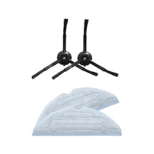 Roborock S7 Max Ultra Uyumlu 2 Adet Siyah Yan Fırça 2 Adet Mop Fiber Paspas
