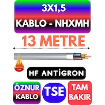 Öznur 3x1,5 Nhxmh Alev İletmez Kablo Metre Seçenekli Gri - 13 Metre
