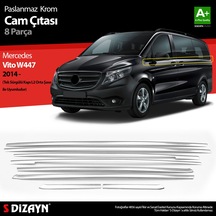 S-dizayn  Vito W447 Krom Cam Alt Çıtaları 8 Prç. Tek Sürgülü Kapı-l2 Orta Şasi 2014-2020