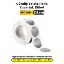 Gümüş Yaldız Renk Yuvarlak Kesim Etiket 3,5cm 500 Adet Gümüş