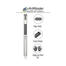 Maket Bıçağı Metal Cep Boy 9mm Falçata Kaymaz Kilitli Paslanmaz Dar 9mm Bıçaklı Maket Bıçağı Metal Falçata Küçük Boy
