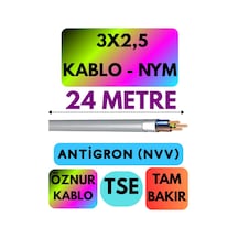 Öznur 3x2,5 Nym Antigron Kablo, 24 Metre, Gri