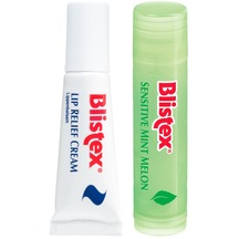 Blistex Lip Relief Cream SPF10 Çatlamış Dudaklar için Bakım Kremi 6 ML + Sensitive Mint Melon Nemlendirici Dudak Bakım Kremi