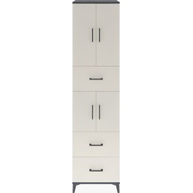 Hyperion Dolap 3 Raflı 3 Çekmeceli 4 Kapaklı 60x44x243 Antrasit-aytaşı Antrasit