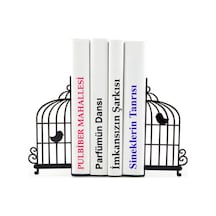 Kuş Kafesi Figürlü Dekoratif Metal Kitap Tutucu Kitap Desteği