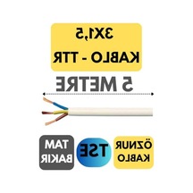 5 Metre Uzunluğunda Beyaz Ttr Kablo, 3x1.5 Mm² Kesit