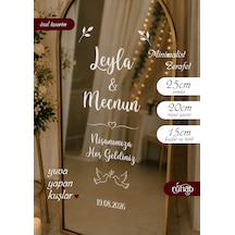 Düğün Nişan Söz / Ayna Yazısı / Karşılama Aynası / Sticker / 40 Cm / Kuş Ve Kalp Detaylı