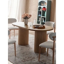 Zenith İskandinav Oval Natural Ahşap Bohem Masa 90x190 Natural Ayak - Natural Üst