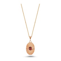 Oval Model Turmalin Taşlı Kolye