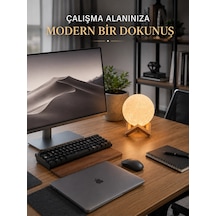 Gerçekçi Ay Dokulu Dekoratif Gece Lambası Usb Şarjlı Ay Işığı
