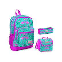 Coral High Yeşil Flamingo Baskılı Kız Çocuk 3'lü İlkokul Çanta Se