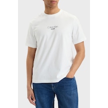 Calvin Klein Logolu Pamuklu Regular Fit Bisiklet Yaka T Shirt Lv04rb824gyaf Erkek T Shirt Lv04rb824g Yaf Beyaz