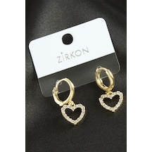 Ilkeshop Kalp Zirkon Taşlı Küpe-gümüş Rengi çok renkli 30851173