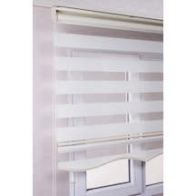 Etekli Ekru Düz Zebra Kaliteli Güneşlik Stor Perdeler