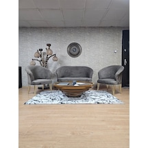 Zafir Teddy Takım Gold Kaplama Telli Ayak Çay Seti Koltuk - Berjer , Balkon, Salon, Ofis Kahverengi