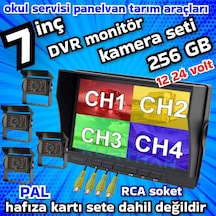 4 Adet Şapkalı Metal Kasa Ledli Kamera 7 İnç Hybrid 256 Gb Destekli Dvr Monitör - 12 24 Volt