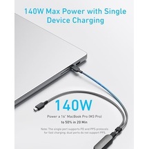 2-in-1 Usb-c To Usb-c 140 W Kablo A8895, Siyah