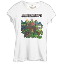 Minecraft - Bedrock Beyaz Kadın Tshirt