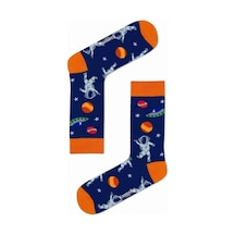 Carnaval Socks Mars Astranot Uzay Gemisi Turuncu Desenli Renkli Çorap Renkli Çok Renkli