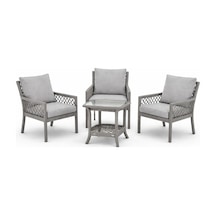 Oslo Raddan 1+1+1 Bistro Set Minderli 3 Kişilik Raddan Oturma Grubu Bahçe Balkon Teras Set Gri Gri