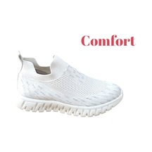 Divamod 502 Kadın Bej Triko Taşlı Memory Foam Tabanlıklı Comfort Sneaker Bej Siyah