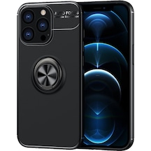 Apple iPhone  Uyumlu,  13 Pro Kılıf Range Yüzüklü Silikon - Siyah