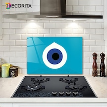 Decorita Cam Ocak Arkası Koruyucu | Nazar Boncuğu | 40cm X 60cm