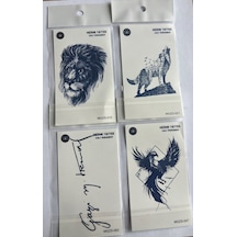 Heybet 4 Adet Minimal 11x8 Cm 3 Hafta Kalıcı Yarı Kalıcı Geçici Dövme