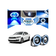 Citroen C Elysee Uyumlu, Universal Mercekli Led Angel Sis Farı, 76mm Buz Mavi Renk