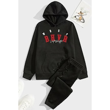Uyguntarz Unisex Bhvr Baskılı Eşofman Takımı Siyah